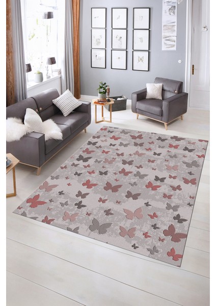 Dijital Baskılı Kaymaz Yıkanabilir Modern Desen Yolluk Mutfak Salon Halısı, N-Modern-51-Pembe, indirimleri