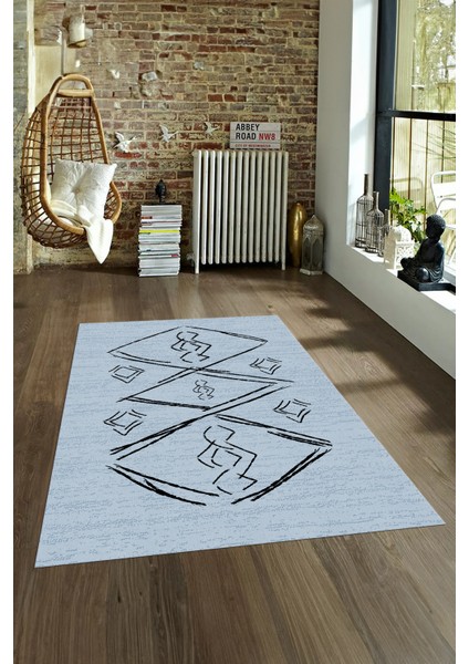 Dijital Baskılı Kaymaz Yıkanabilir Modern Desen Yolluk Mutfak Salon Halısı, N-Modern-59-Mavi, fırsatları