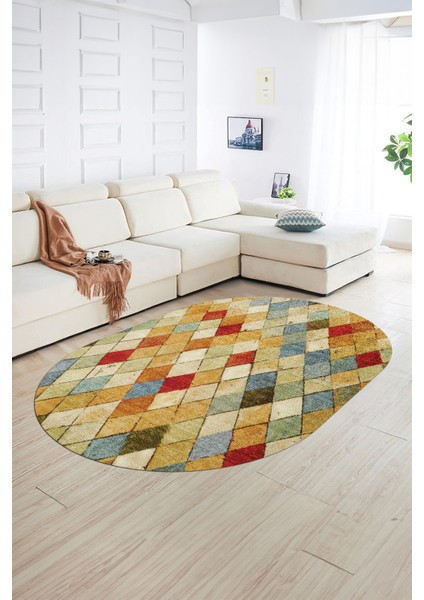Dijital Kaymaz Yıkanabilir Modern Desen Oval Yolluk Mutfak Salon Halısı, N-O-Modern-31-Renkli, fiyatları