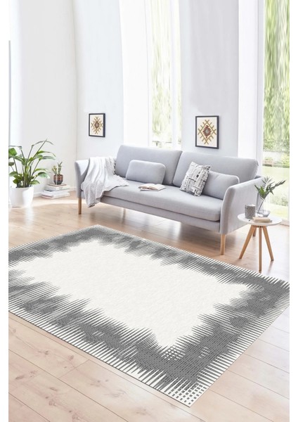 Dijital Baskılı Kaymaz Yıkanabilir Modern Desen Yolluk Mutfak Salon Halısı, N-Modern-48-Gri,
