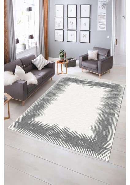Dijital Baskılı Kaymaz Yıkanabilir Modern Desen Yolluk Mutfak Salon Halısı, N-Modern-48-Gri, indirimleri