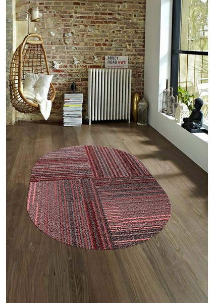 Dijital Kaymaz Yıkanabilir Modern Desen Oval Yolluk Mutfak Salon Halısı, N-O-Modern-34-Pembe, fırsatları
