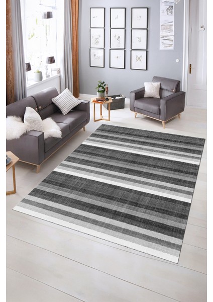 Dijital Baskılı Kaymaz Yıkanabilir Modern Desen Yolluk Mutfak Salon Halısı, N-Modern-25-Gri, indirimleri