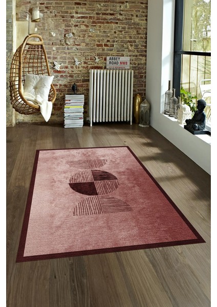 Dijital Baskılı Kaymaz Yıkanabilir Modern Desen Yolluk Mutfak Salon Halısı, N-Modern-94-Bordo,