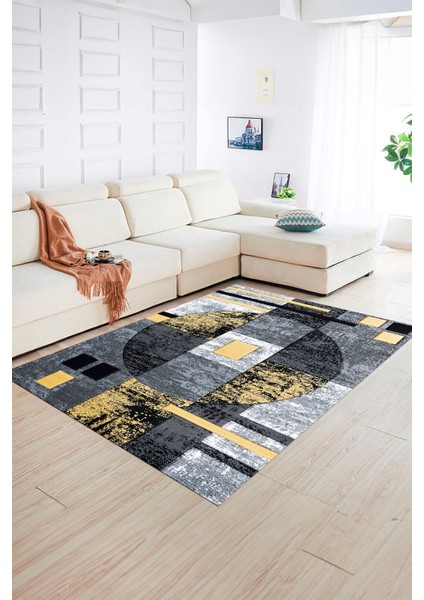 Dijital Baskılı Kaymaz Yıkanabilir Modern Desen Yolluk Mutfak Salon Halısı, N-Modern-33-Sarı, fiyatları
