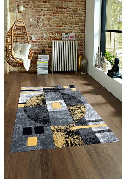 Dijital Baskılı Kaymaz Yıkanabilir Modern Desen Yolluk Mutfak Salon Halısı, N-Modern-33-Sarı, fırsatları