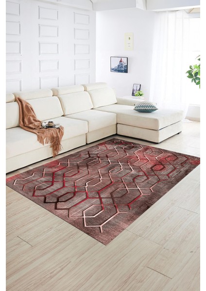 Dijital Baskılı Kaymaz Yıkanabilir Modern Desen Yolluk Mutfak Salon Halısı, N-Modern-90-Pembe, fiyatları