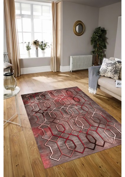 Dijital Baskılı Kaymaz Yıkanabilir Modern Desen Yolluk Mutfak Salon Halısı, N-Modern-90-Pembe, modelleri