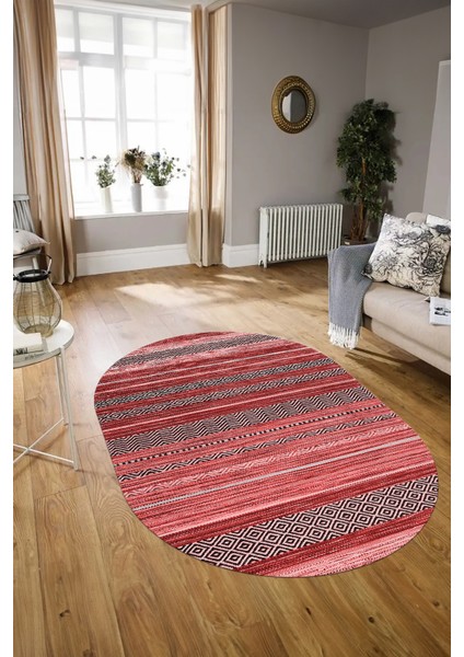 Dijital Kaymaz Yıkanabilir Modern Desen Oval Yolluk Mutfak Salon Halısı, N-O-Modern-17-Pembe, modelleri