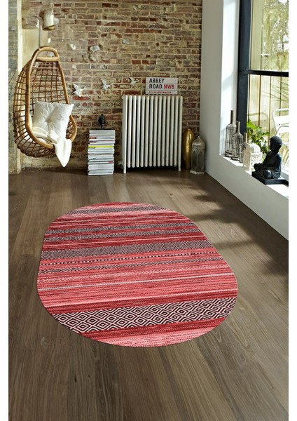 Dijital Kaymaz Yıkanabilir Modern Desen Oval Yolluk Mutfak Salon Halısı, N-O-Modern-17-Pembe, fırsatları