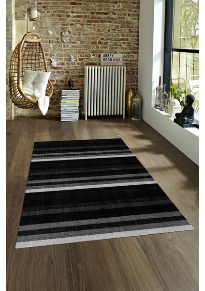 Dijital Baskılı Kaymaz Yıkanabilir Modern Desen Yolluk Mutfak Salon Halısı, N-Modern-25-Antrasit, fırsatları