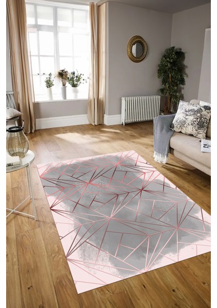 Dijital Baskılı Kaymaz Yıkanabilir Modern Desen Yolluk Mutfak Salon Halısı, N-Modern-44-Pembe, modelleri