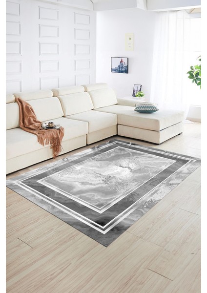 Dijital Baskılı Kaymaz Yıkanabilir Modern Desen Yolluk Mutfak Salon Halısı, N-Modern-46-Gümüş, fiyatları