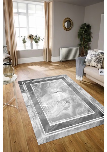 Dijital Baskılı Kaymaz Yıkanabilir Modern Desen Yolluk Mutfak Salon Halısı, N-Modern-46-Gümüş, modelleri
