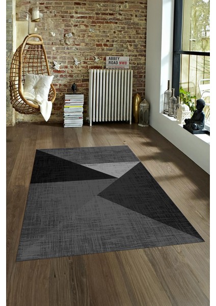 Dijital Baskılı Kaymaz Yıkanabilir Modern Desen Yolluk Mutfak Salon Halısı, N-Modern-38-Antrasit, fırsatları