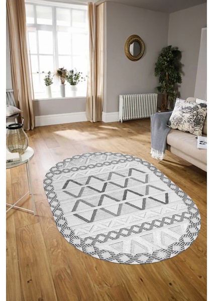 Dijital Kaymaz Yıkanabilir Modern Desen Oval Yolluk Mutfak Salon Halısı, N-O-Modern-81-Gri, modelleri