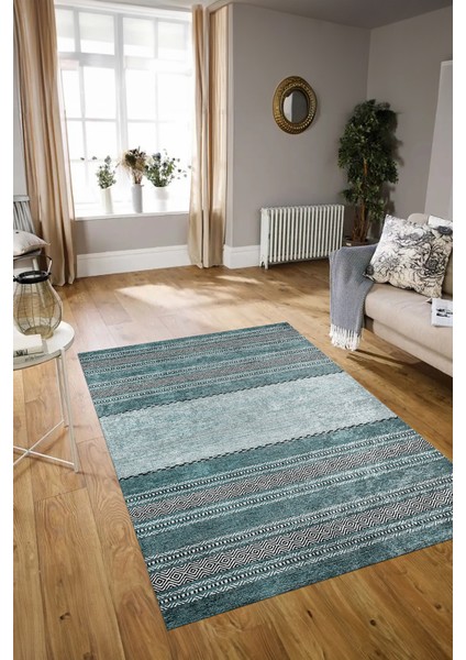 Dijital Baskılı Kaymaz Yıkanabilir Modern Desen Yolluk Mutfak Salon Halısı, N-Modern-83-Turkuaz, modelleri