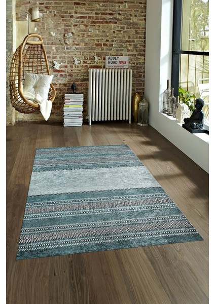 Dijital Baskılı Kaymaz Yıkanabilir Modern Desen Yolluk Mutfak Salon Halısı, N-Modern-83-Turkuaz, fırsatları