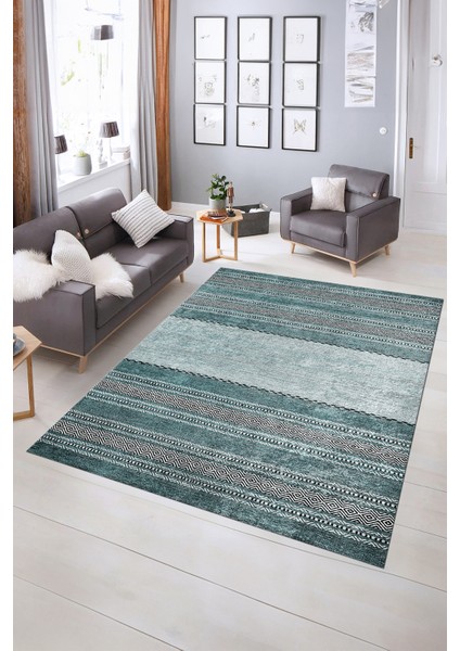 Dijital Baskılı Kaymaz Yıkanabilir Modern Desen Yolluk Mutfak Salon Halısı, N-Modern-83-Turkuaz, indirimleri