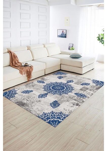 Dijital Baskılı Kaymaz Yıkanabilir Modern Desen Yolluk Mutfak Salon Halısı, N-Modern-45-Mavi, fiyatları