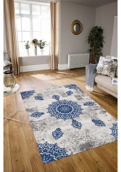 Dijital Baskılı Kaymaz Yıkanabilir Modern Desen Yolluk Mutfak Salon Halısı, N-Modern-45-Mavi, modelleri