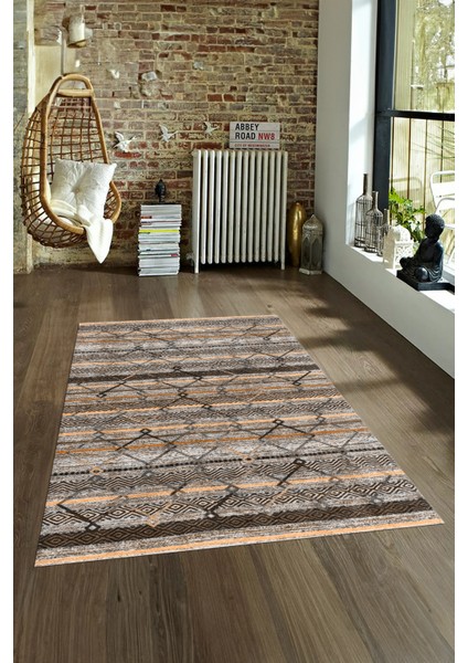 Dijital Baskılı Kaymaz Yıkanabilir Modern Desen Yolluk Mutfak Salon Halısı, N-Modern-85-Kahve, fırsatları