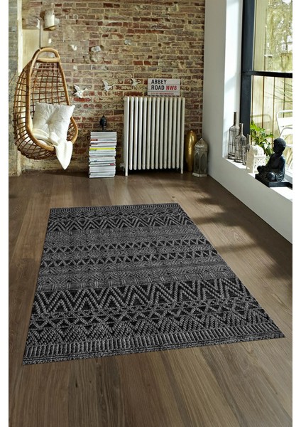 Dijital Baskılı Kaymaz Yıkanabilir Modern Desen Yolluk Mutfak Salon Halısı, N-Modern-86-Antrasit, fırsatları
