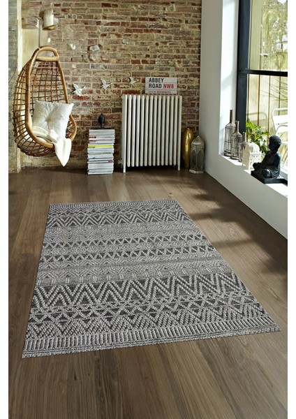 Dijital Baskılı Kaymaz Yıkanabilir Modern Desen Yolluk Mutfak Salon Halısı, N-Modern-86-Gri,