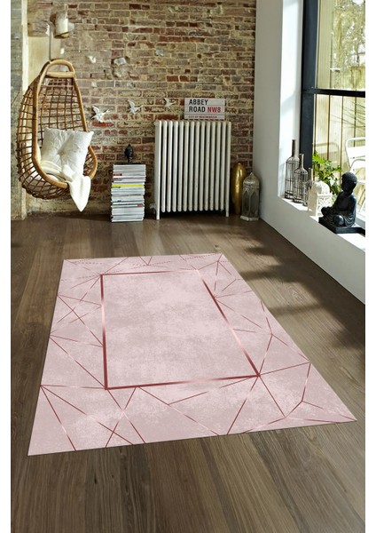 Dijital Baskılı Kaymaz Yıkanabilir Modern Desen Yolluk Mutfak Salon Halısı, N-Modern-62-Pembe, fırsatları