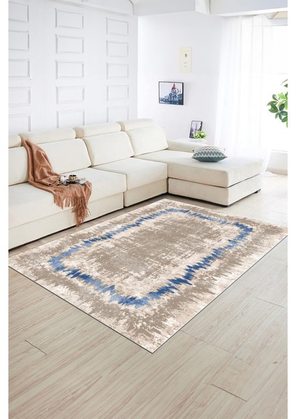 Dijital Baskılı Kaymaz Yıkanabilir Modern Desen Yolluk Mutfak Salon Halısı, N-Modern-37-Mavi, fiyatları