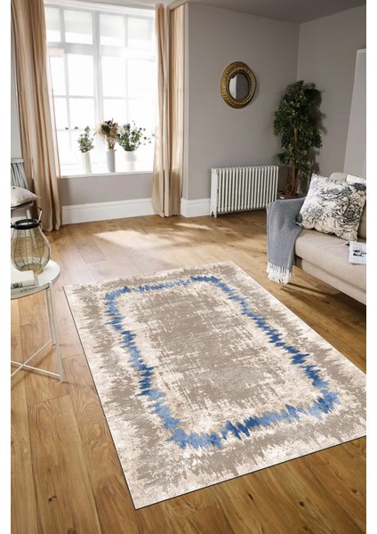 Dijital Baskılı Kaymaz Yıkanabilir Modern Desen Yolluk Mutfak Salon Halısı, N-Modern-37-Mavi, modelleri