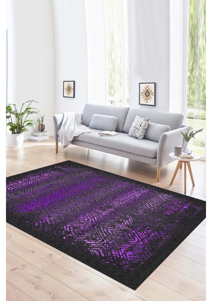 Dijital Baskılı Kaymaz Yıkanabilir Modern Desen Yolluk Mutfak Salon Halısı, N-Modern-28-Mor,
