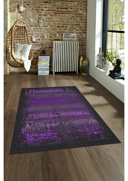 Dijital Baskılı Kaymaz Yıkanabilir Modern Desen Yolluk Mutfak Salon Halısı, N-Modern-28-Mor,