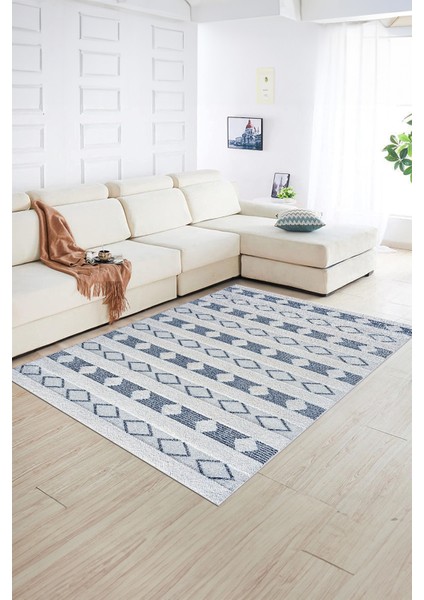 Dijital Baskılı Kaymaz Yıkanabilir Modern Desen Yolluk Mutfak Salon Halısı, N-Modern-64-Mavi, fiyatları
