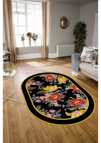 Dijital Kaymaz Yıkanabilir Modern Desen Oval Yolluk Mutfak Salon Halısı, N-O-Modern-16-Renkli, modelleri