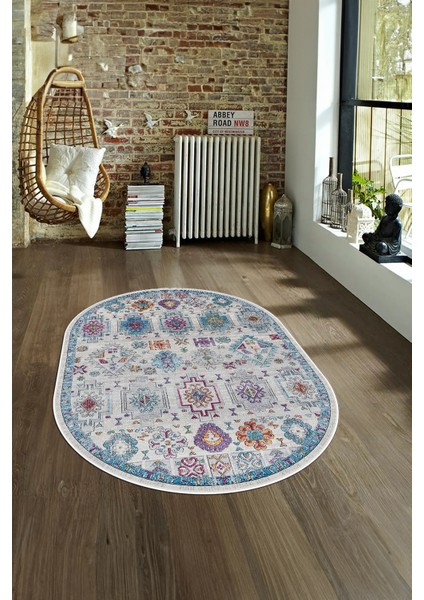 Dijital Kaymaz Yıkanabilir Modern Desen Oval Yolluk Mutfak Salon Halısı, N-O-Modern-29-Renkli, fırsatları