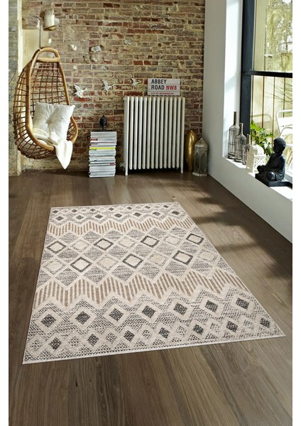 Dijital Baskılı Kaymaz Yıkanabilir Modern Desen Yolluk Mutfak Salon Halısı, N-Modern-67-Bej,