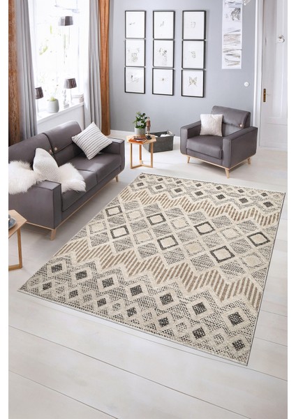 Dijital Baskılı Kaymaz Yıkanabilir Modern Desen Yolluk Mutfak Salon Halısı, N-Modern-67-Bej,