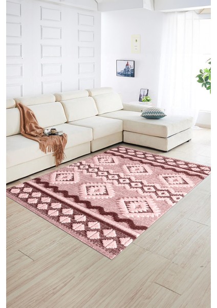 Dijital Baskılı Kaymaz Yıkanabilir Modern Desen Yolluk Mutfak Salon Halısı, N-Modern-68-Pembe, fiyatları