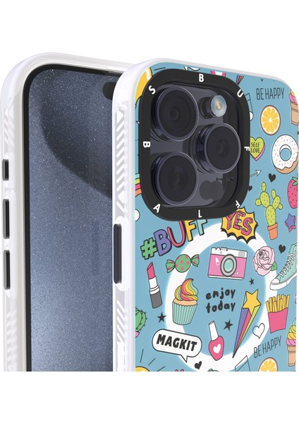 Buff iPhone 15 Pro Magkit Desenli Kılıf Blue Junior fırsatları