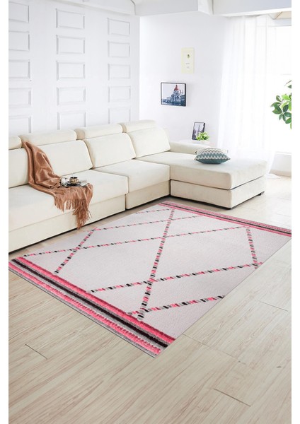 Dijital Baskılı Kaymaz Yıkanabilir Modern Desen Yolluk Mutfak Salon Halısı, N-Modern-76-Pembe, fiyatları