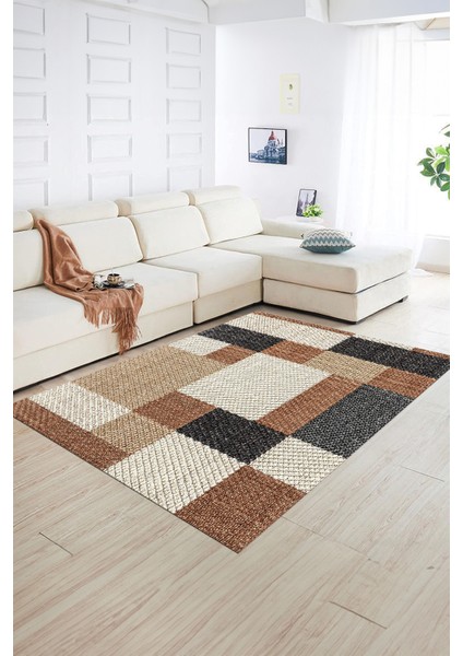 Dijital Baskılı Kaymaz Yıkanabilir Modern Desen Yolluk Mutfak Salon Halısı, N-Modern-77-Kahve, fiyatları