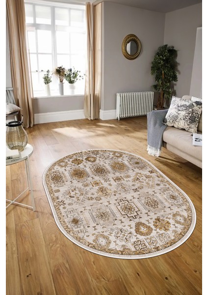 Dijital Kaymaz Yıkanabilir Modern Desen Oval Yolluk Mutfak Salon Halısı, N-O-Modern-29-Kahve, modelleri