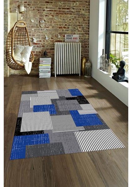 Dijital Baskılı Kaymaz Yıkanabilir Modern Desen Yolluk Mutfak Salon Halısı, N-Modern-47-Mavi, fırsatları