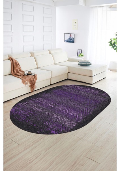 Dijital Kaymaz Yıkanabilir Modern Desen Oval Yolluk Mutfak Salon Halısı, N-O-Modern-28-Mor, fiyatları