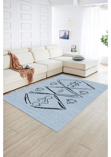 Dijital Baskılı Kaymaz Yıkanabilir Modern Desen Yolluk Mutfak Salon Halısı, N-Modern-59-Mavi, fiyatları