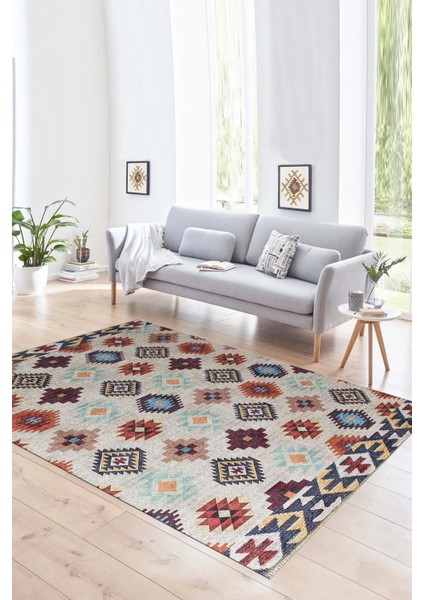 Dijital Baskılı Kaymaz Yıkanabilir Modern Desen Yolluk Mutfak Salon Halısı, N-Modern-99-Renkli,