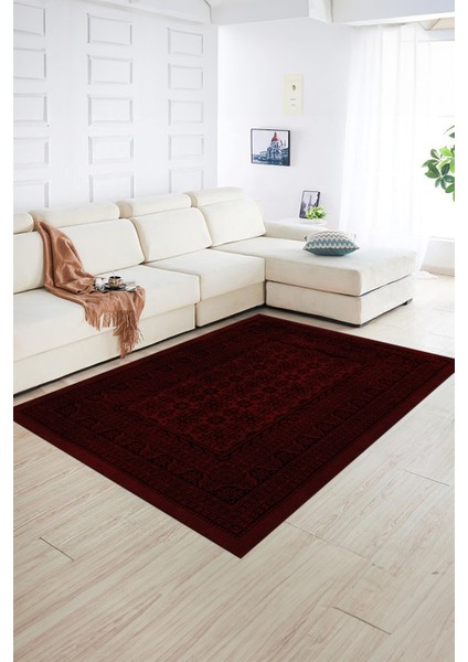 Dijital Baskılı Kaymaz Yıkanabilir Modern Desen Yolluk Mutfak Salon Halısı, N-MODERN-113-BORDO, fiyatları