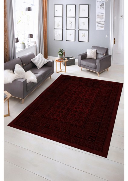Dijital Baskılı Kaymaz Yıkanabilir Modern Desen Yolluk Mutfak Salon Halısı, N-MODERN-113-BORDO, indirimleri