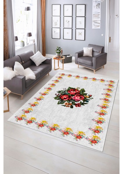 Dijital Baskılı Kaymaz Yıkanabilir Modern Desen Yolluk Mutfak Salon Halısı, N-Modern-20-Beyaz, indirimleri